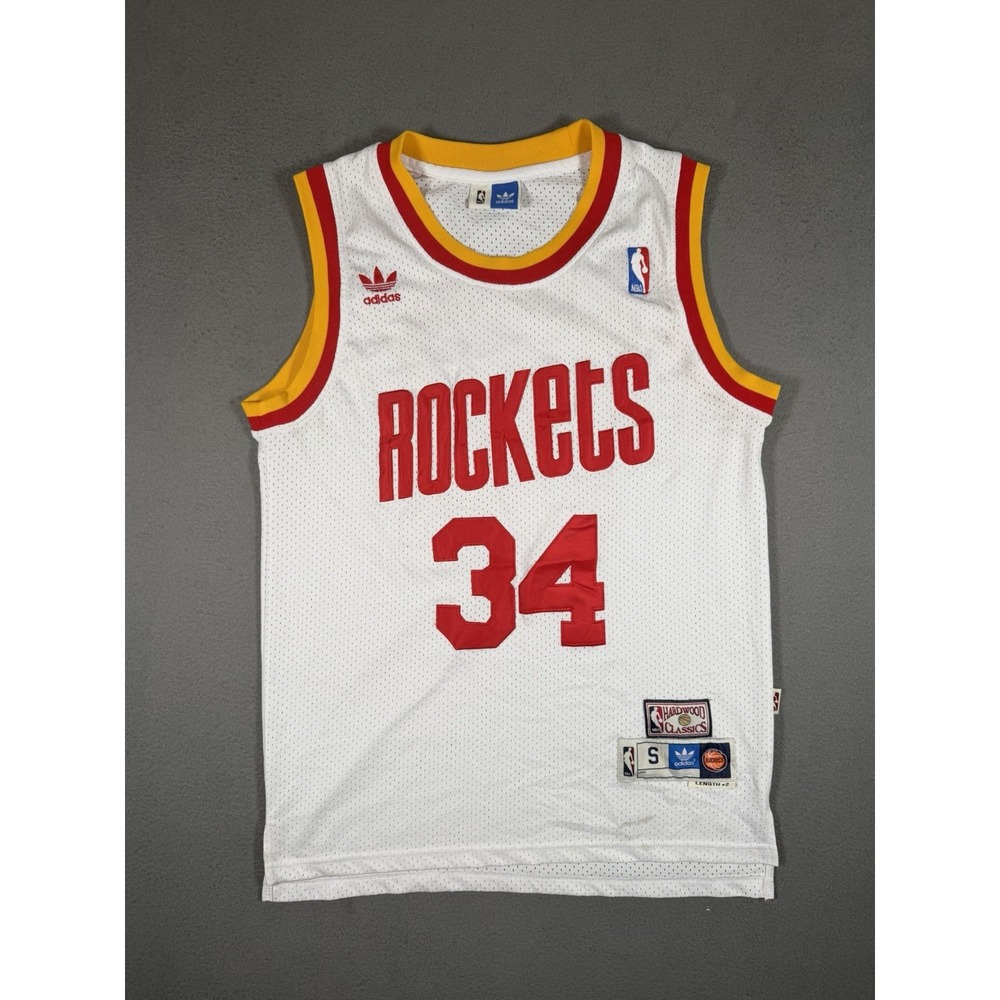 Adidas Hakeem Olajuwon Houston Rockets 34 Hardwood Classics Jersey White Mens S